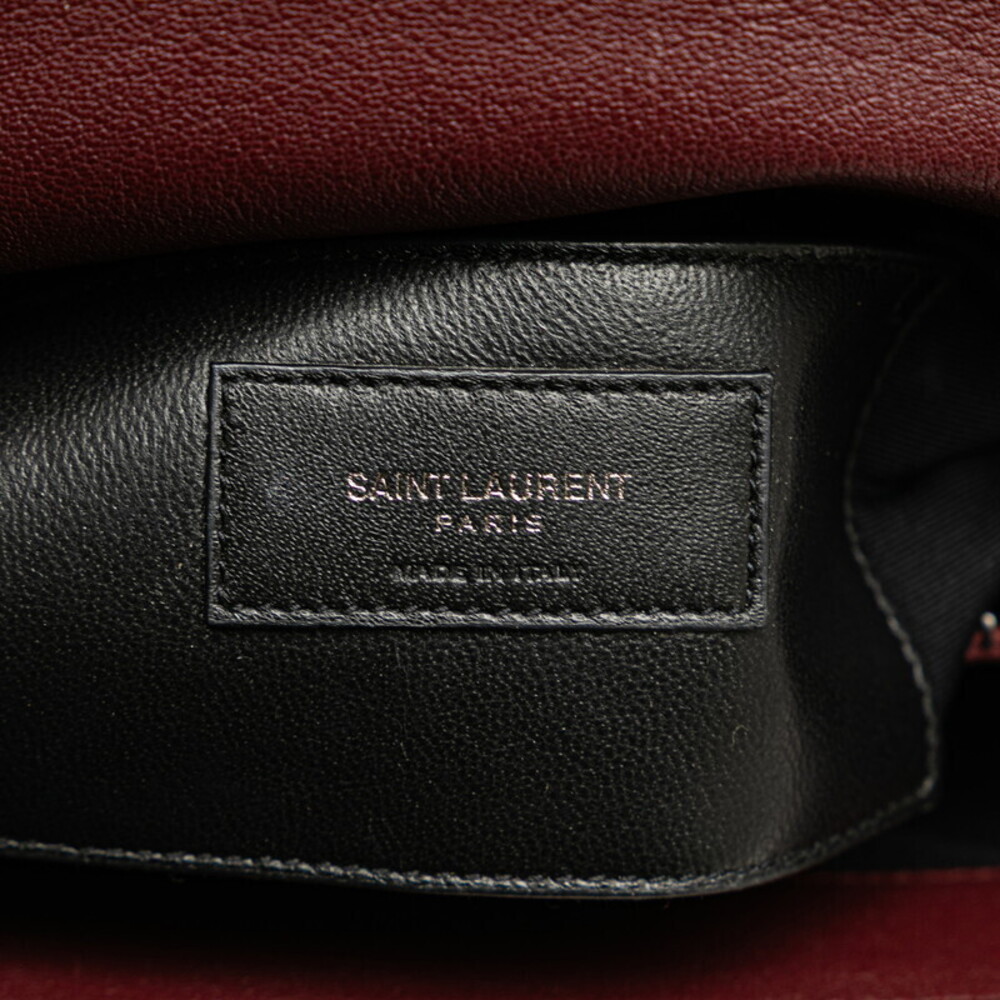 Saint Laurent YSL logo college bag handbag shoulder Wine Red red silver leather - Picture 7 of 9
